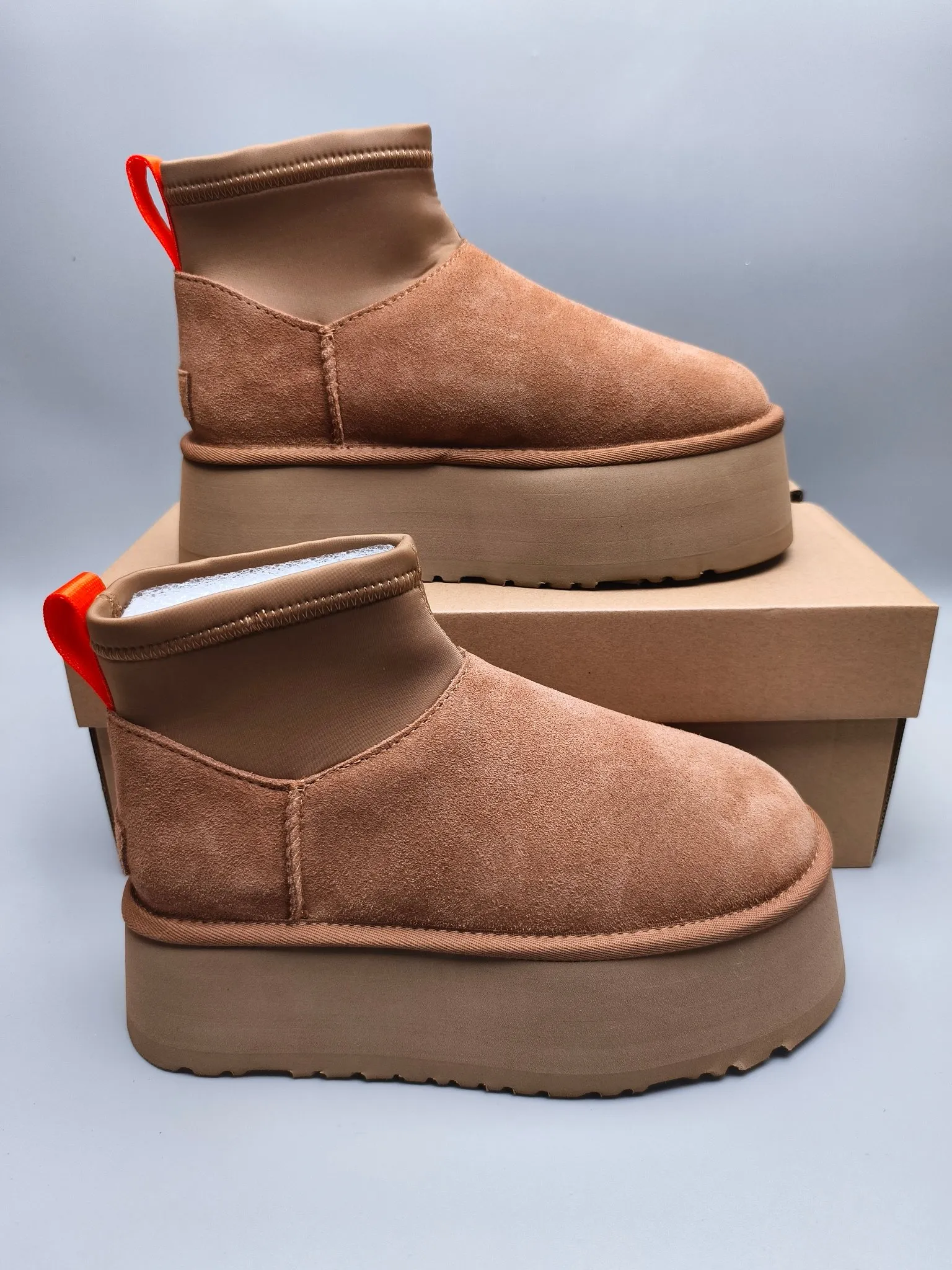 💰480 UGG sheepskin all-in-one snow boots 8170 Thick-soled elastic low-cut casual style Color: maroon black gray Size: 35-41